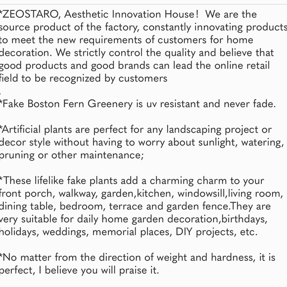 - 12 Bundles Artificial Plants, Fake Boston Fern Greenery Outdoor UV Resistant - Picture 9 of 9